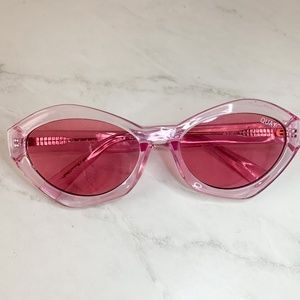 QUAY Pink Retro Sunglasses with Clear Frames